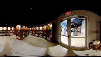 A panoramic image of the Arizona Aviation Hall of Fame in the Pima Air and Space Museum