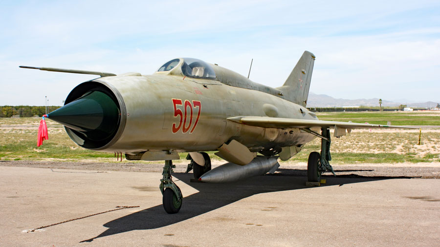 A picture of the MiG-21PF Fishbed-D, one of two at the Pima Air and Space Museum